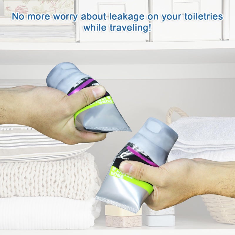TRANOMOS 16 Pack Elastic Sleeves for Leak Proofing Travel  Silicone Bottle Covers for Travel  Luggage Travel Accessories for Women  Travel Size Toiletries Men  Leak Proof Sleeves for Travel Container  White - Image 5